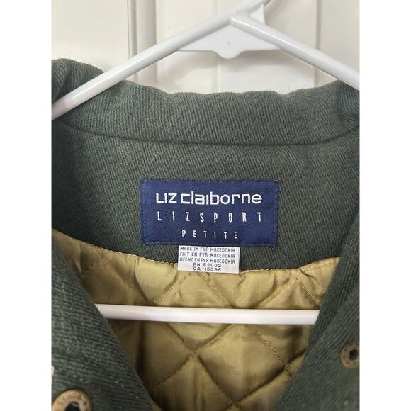 Vintage Liz Claiborne Passport Dark Green Wool Coat Size Women’s Petite Small - Picture 4 of 9